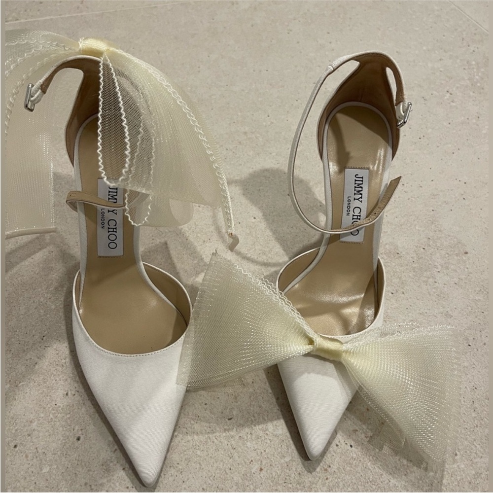 Jimmy Choo Averly White Bow Detail Women's Shoes